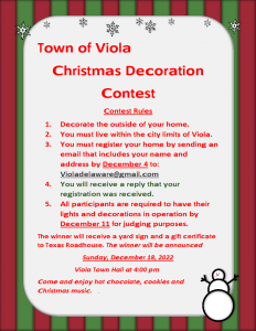 Town of Viola Christmas Decoration Contest Flyer